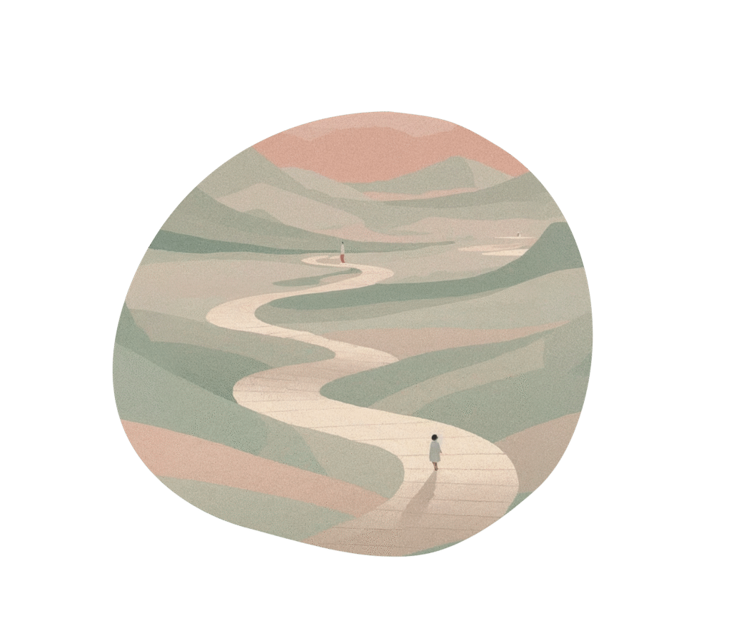 Illustration symbolisant un chemin intérieur – séance d’évaluation et test tibétain